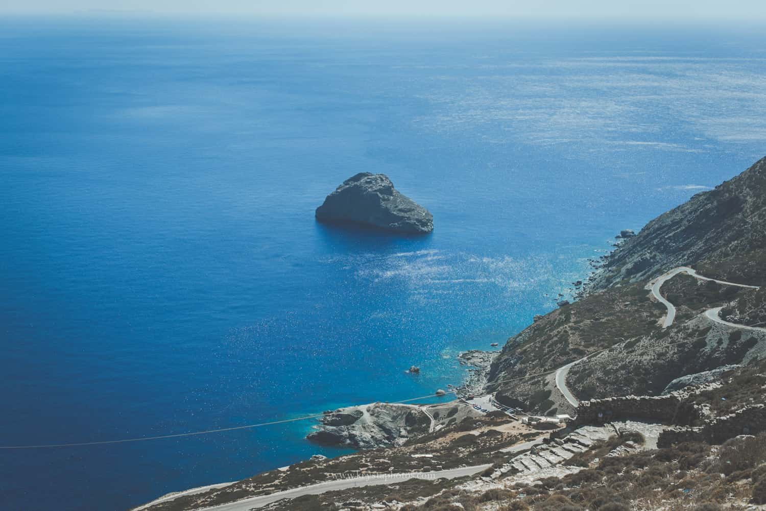 Blue Aegean sea waters in the island of Amorgos.