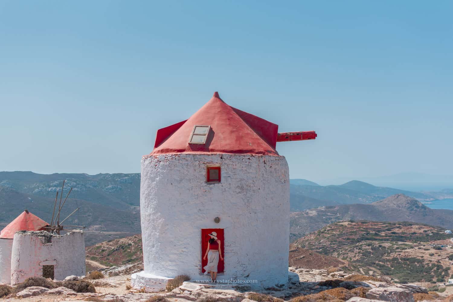 Drone view of the Olympia shipwreck in a secluded cove on Amorgos Island, Greece