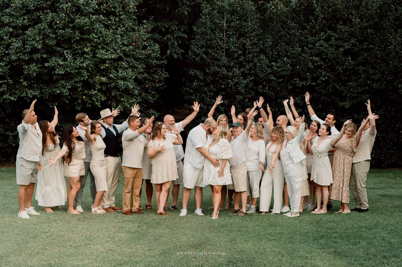 guests wearing white during welcome dinner for a destination wedding in the Douro Valley Portugal