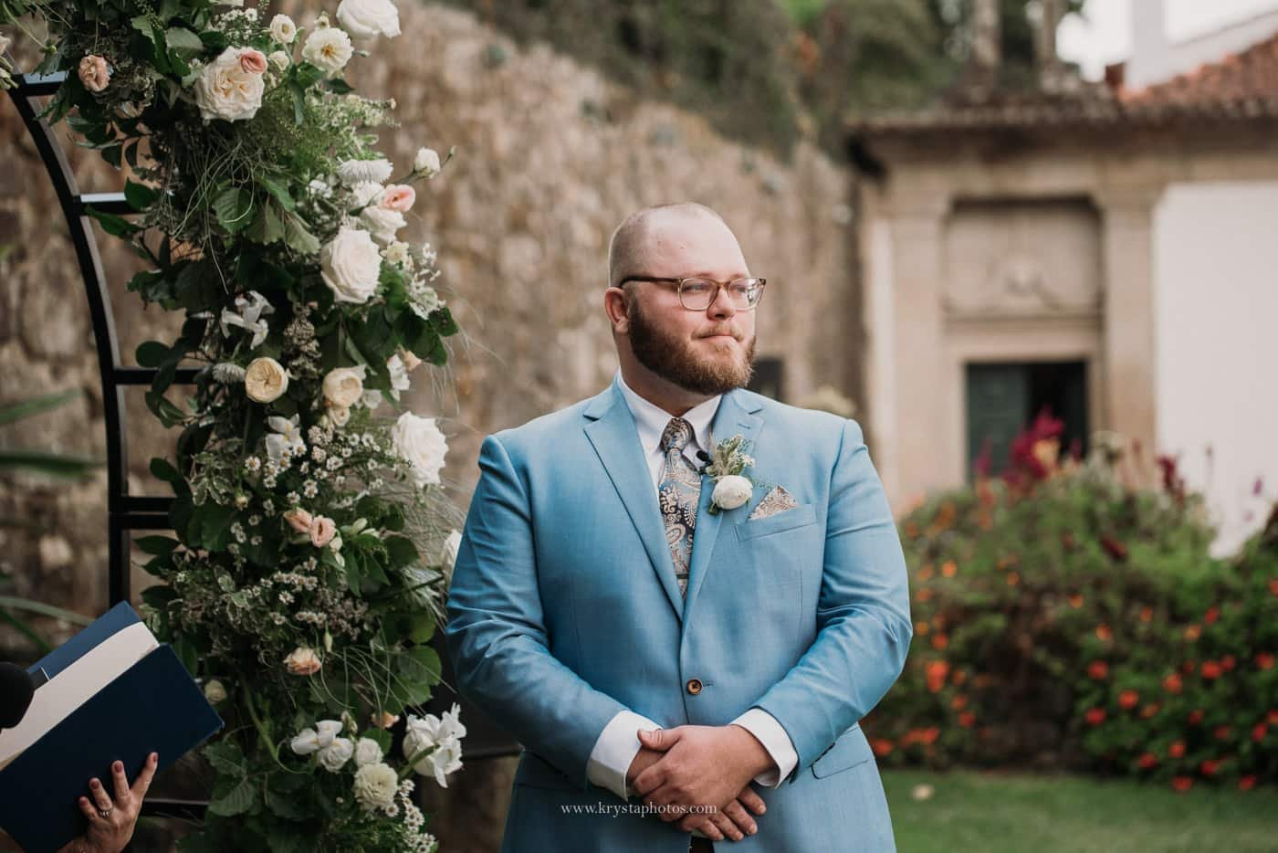outdoor vineyard wedding ceremony in the Douro Valley Portugal