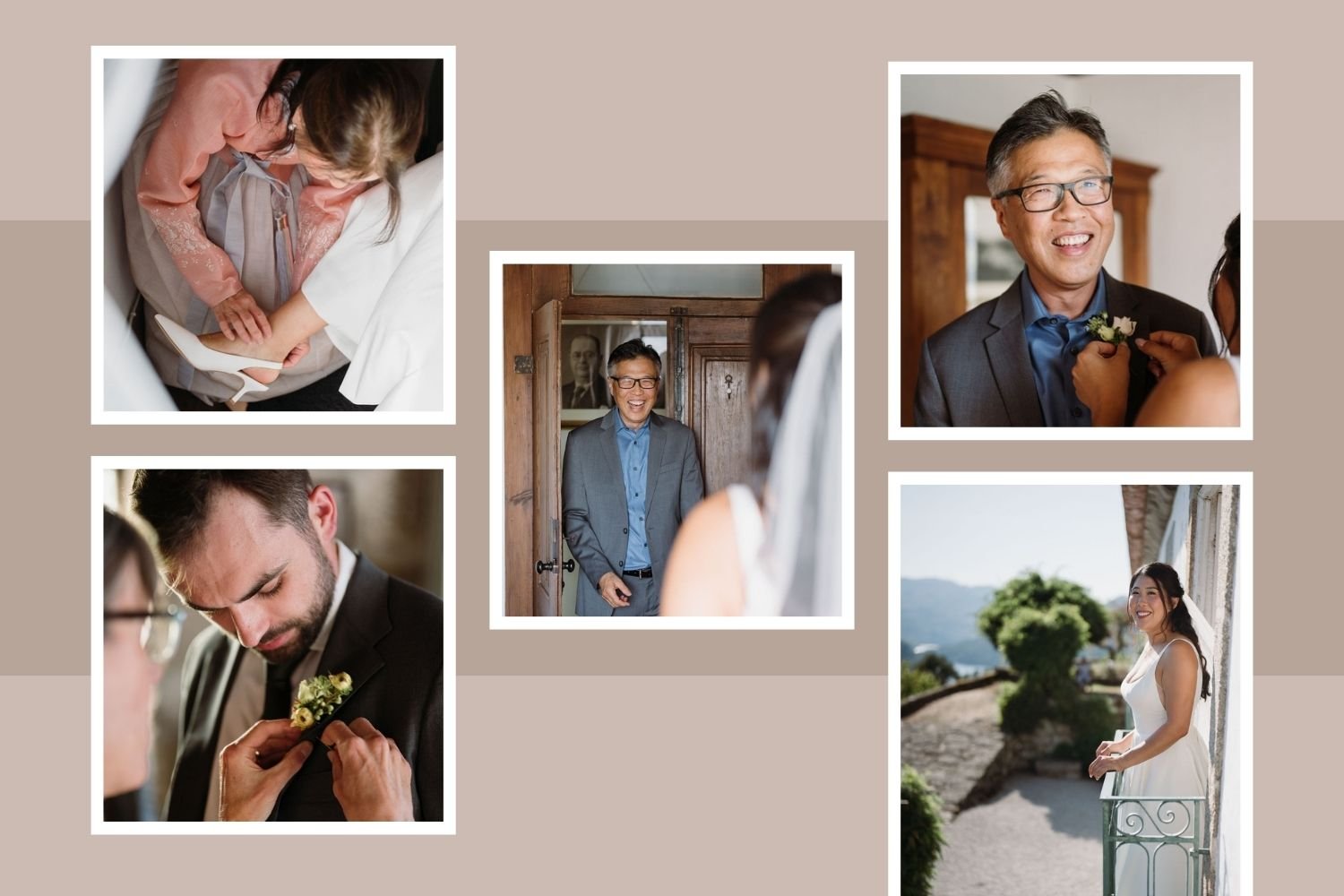 Bride standing on a balcony overlooking the Douro River during an intimate Douro Valley wedding in Portugal<br />
